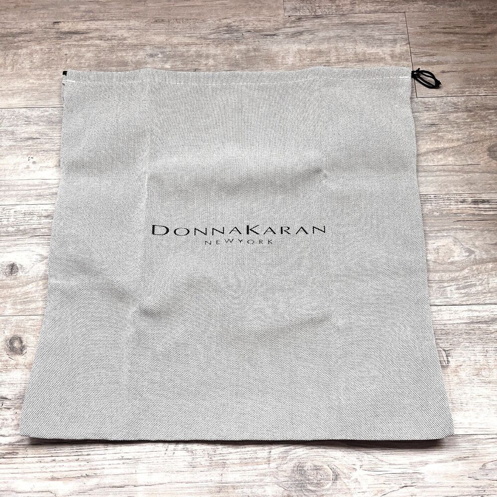 Donna Karan New York Dust Bag Beige Drawstring Storage 19x20 Large Gray Canvas